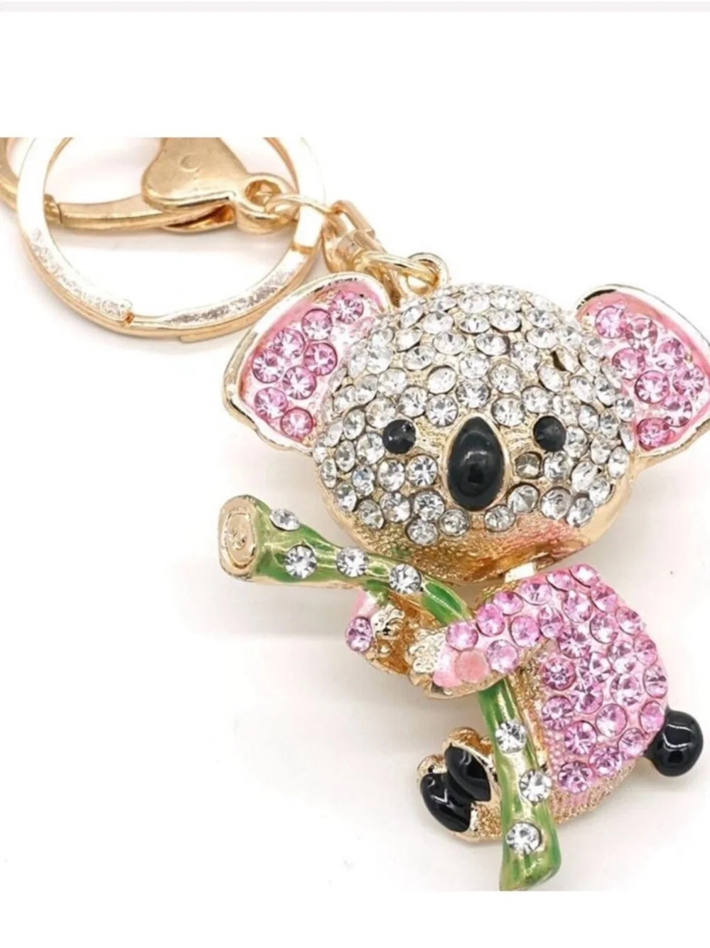 Koala Bear Rhinestone Gold Keychain Bag Charm Purse Accessory - Picture 2 of 5